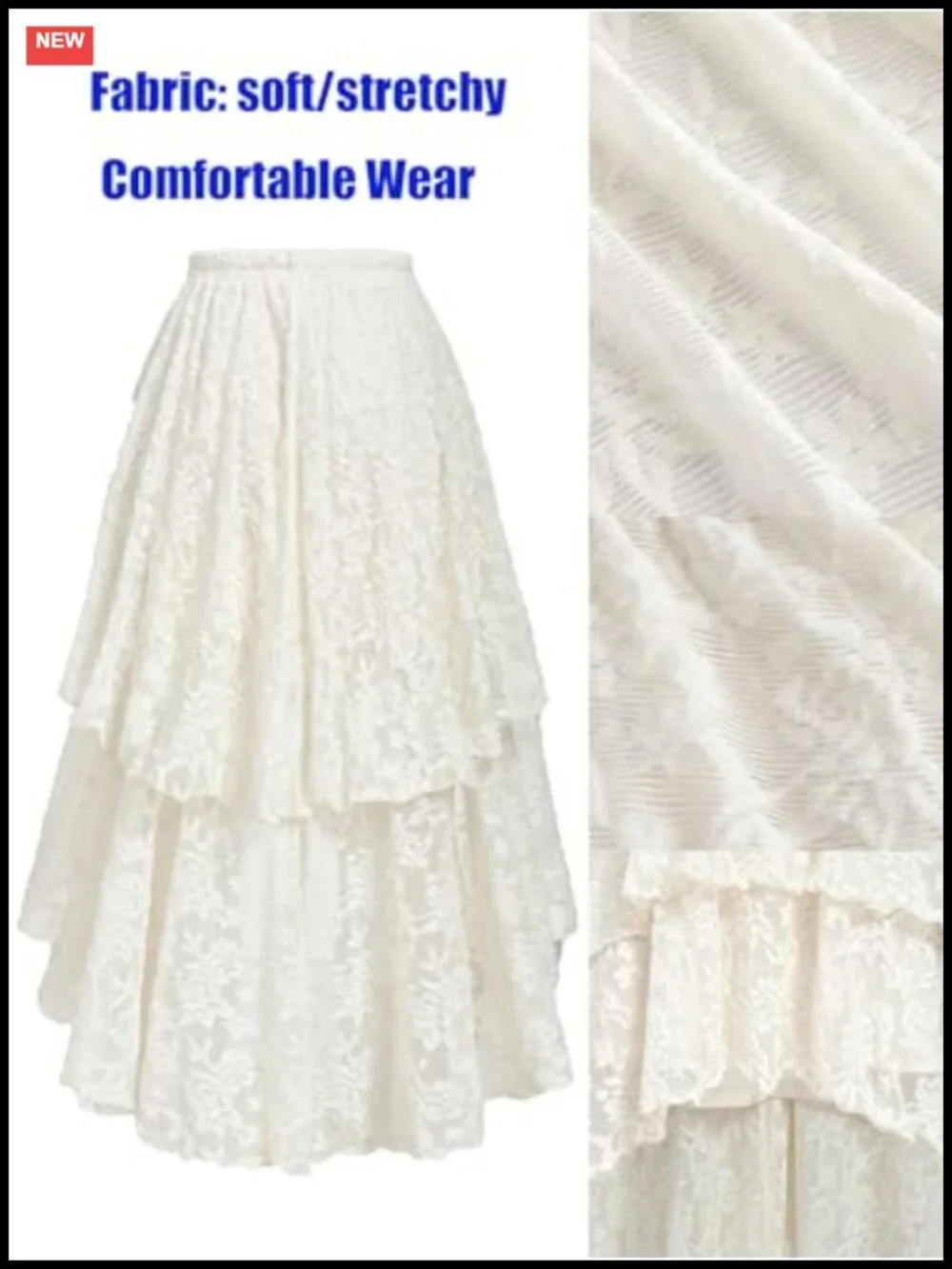Ruffle Maxi Skirt High Waist Asymmetrical High-Low Y2K Fairy Festival Rave